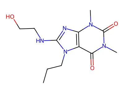 8-(2-Hydroxyethylamino)-1,3-dimethyl-7-propylpurine-2,6-dione structure