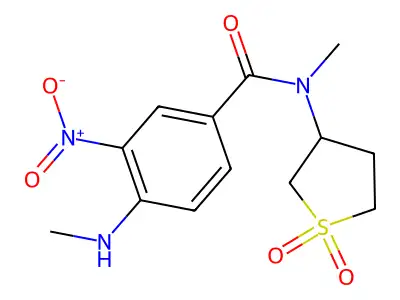 N-(1,1-dioxidotetrahydro-3-thienyl)-3-nitro-N-methyl-4-(methylamino)benzamide structure