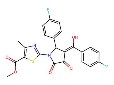 methyl 2-[2-(4-fluorophenyl)-3-[(4-fluorophenyl)-hydroxymethylidene]-4,5-dioxopyrrolidin-1-yl]-4-methyl-1,3-thiazole-5-carboxylate structure