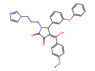 (4E)-4-[hydroxy(4-methoxyphenyl)methylidene]-1-[3-(1H-imidazol-1-yl)propyl]-5-(3-phenoxyphenyl)pyrrolidine-2,3-dione structure