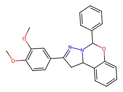 2-(3,4-Dimethoxyphenyl)-5-phenyl-1,10b-dihydropyrazolo[1,5-c][1,3]benzoxazine structure