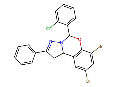 7,9-dibromo-5-(2-chlorophenyl)-2-phenyl-1,10b-dihydropyrazolo[1,5-c][1,3]benzoxazine structure