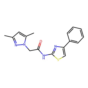 2-(3,5-dimethyl-1H-pyrazol-1-yl)-N-(4-phenyl-1,3-thiazol-2-yl)acetamide structure