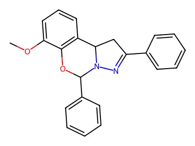 7-Methoxy-2,5-diphenyl-1,10b-dihydropyrazolo[1,5-c][1,3]benzoxazine structure