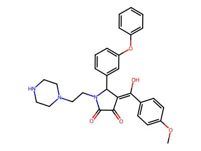 3-hydroxy-4-(4-methoxybenzoyl)-5-(3-phenoxyphenyl)-1-[2-(piperazin-1-yl)ethyl]-2,5-dihydro-1H-pyrrol-2-one structure