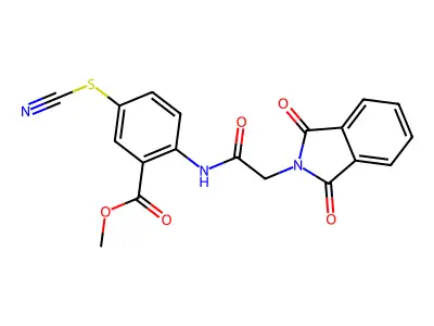 Methyl 2-[[2-(1,3-dioxoisoindol-2-yl)acetyl]amino]-5-thiocyanatobenzoate structure