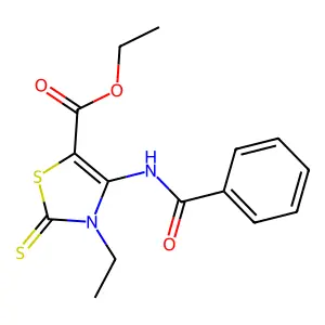 Ethyl 4-benzamido-3-ethyl-2-sulfanylidene-1,3-thiazole-5-carboxylate structure