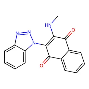 2-(1H-benzo[d][1,2,3]triazol-1-yl)-3-(methylamino)naphthalene-1,4-dione structure