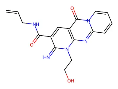 1-(2-hydroxyethyl)-2-imino-5-oxo-N-(prop-2-en-1-yl)-1,5-dihydro-2H-dipyrido[1,2-a:2',3'-d]pyrimidine-3-carboxamide structure