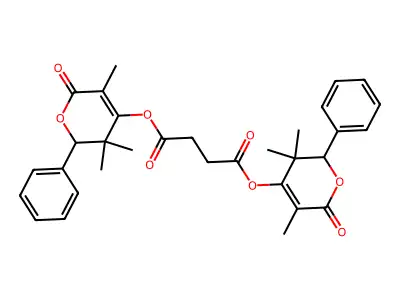 bis(3,3,5-trimethyl-6-oxo-2-phenyl-2H-pyran-4-yl) butanedioate structure