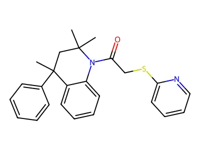 2-(pyridin-2-ylsulfanyl)-1-(2,2,4-trimethyl-4-phenyl-3,4-dihydroquinolin-1(2H)-yl)ethanone structure
