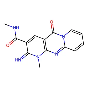(2-imino-1-methyl-5-oxo(1,6-dihydropyridino[1,2-a]pyridino[2,3-d]pyrimidin-3-y l))-N-methylcarboxamide structure