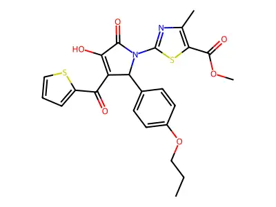 methyl 2-[(3E)-3-[hydroxy(thiophen-2-yl)methylidene]-4,5-dioxo-2-(4-propoxyphenyl)pyrrolidin-1-yl]-4-methyl-1,3-thiazole-5-carboxylate structure