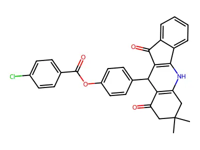 4-(7,7-dimethyl-9,11-dioxo-6,7,8,9,10,11-hexahydro-5H-indeno[1,2-b]quinolin-10-yl)phenyl 4-chlorobenzoate structure