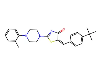 (5E)-5-(4-tert-butylbenzylidene)-2-[4-(2-methylphenyl)piperazin-1-yl]-1,3-thiazol-4(5H)-one structure