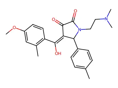 1-(2-dimethylaminoethyl)-4-[hydroxy-(4-methoxy-2-methylphenyl)methylidene]-5-(4-methylphenyl)pyrrolidine-2,3-dione structure