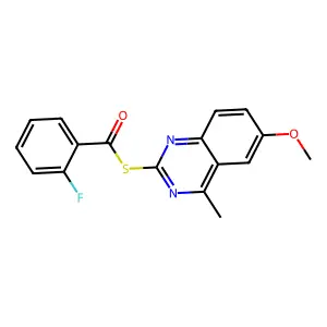 S-(6-methoxy-4-methylquinazolin-2-yl) 2-fluorobenzenecarbothioate structure
