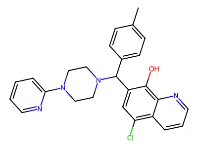 5-Chloro-7-((4-(pyridin-2-yl)piperazin-1-yl)(p-tolyl)methyl)quinolin-8-ol structure