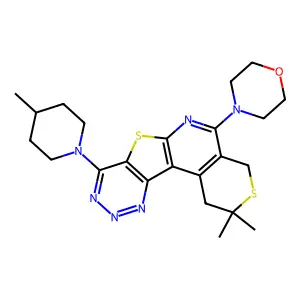 4-(2,2-dimethyl-8-(4-methylpiperidin-1-yl)-2,4-dihydro-1H-thiopyrano[4'',3'':4',5']pyrido[3',2':4,5]thieno[3,2-d][1,2,3]triazin-5-yl)morpholine structure