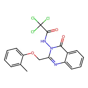 2,2,2-trichloro-N-[2-[(2-methylphenoxy)methyl]-4-oxoquinazolin-3-yl]acetamide structure
