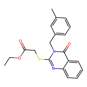 Ethyl {[3-(3-methylbenzyl)-4-oxo-3,4-dihydroquinazolin-2-yl]sulfanyl}acetate structure