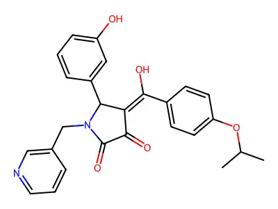 3-hydroxy-5-(3-hydroxyphenyl)-4-[4-(propan-2-yloxy)benzoyl]-1-[(pyridin-3-yl)methyl]-2,5-dihydro-1H-pyrrol-2-one structure