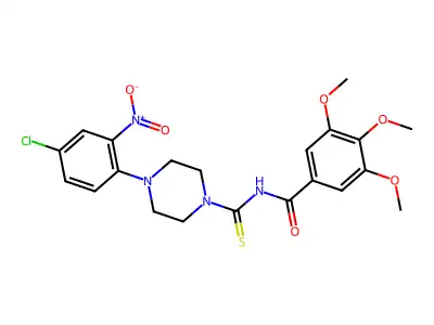N-[4-(4-chloro-2-nitrophenyl)piperazine-1-carbothioyl]-3,4,5-trimethoxybenzamide structure