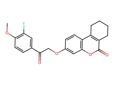 3-[2-(3-fluoro-4-methoxyphenyl)-2-oxoethoxy]-7,8,9,10-tetrahydro-6H-benzo[c]chromen-6-one structure