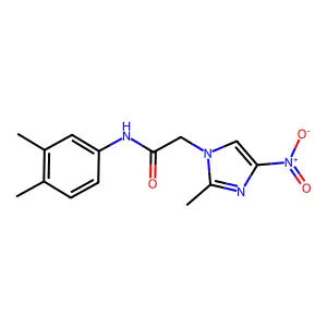 N-(3,4-dimethylphenyl)-2-(2-methyl-4-nitroimidazol-1-yl)acetamide structure