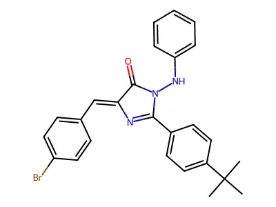 (5Z)-3-anilino-5-[(4-bromophenyl)methylidene]-2-(4-tert-butylphenyl)imidazol-4-one structure