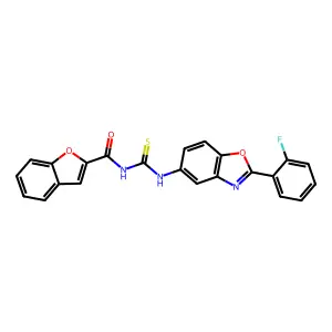 N-[[2-(2-fluorophenyl)-1,3-benzoxazol-5-yl]carbamothioyl]-1-benzofuran-2-carboxamide structure