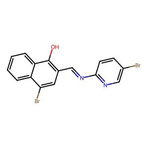 4-Bromo-2-{[(5-bromo-2-pyridinyl)imino]methyl}-1-naphthol structure