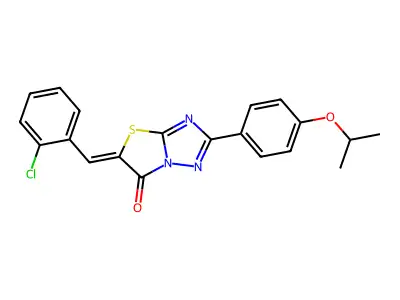 (Z)-5-(2-chlorobenzylidene)-2-(4-isopropoxyphenyl)thiazolo[3,2-b][1,2,4]triazol-6(5H)-one structure