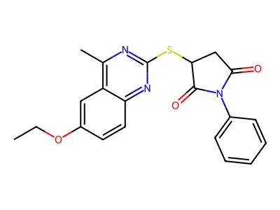 3-[(6-Ethoxy-4-methylquinazolin-2-yl)sulfanyl]-1-phenylpyrrolidine-2,5-dione structure