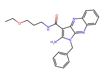 2-amino-1-benzyl-N-(3-ethoxypropyl)-1H-pyrrolo[2,3-b]quinoxaline-3-carboxamide structure