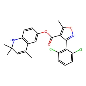 2,2,4-trimethyl-1,2-dihydroquinolin-6-yl 3-(2,6-dichlorophenyl)-5-methylisoxazole-4-carboxylate structure