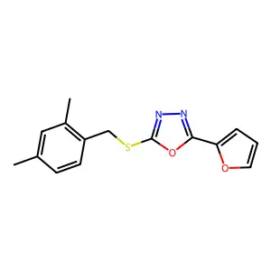 2-[(2,4-Dimethylphenyl)methylsulfanyl]-5-(furan-2-yl)-1,3,4-oxadiazole structure