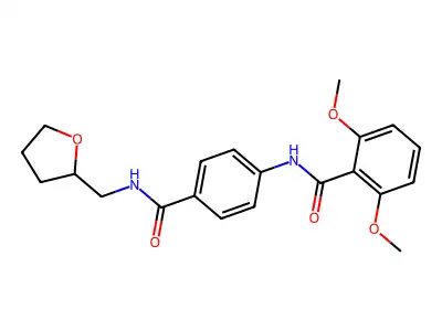 2,6-dimethoxy-N-{4-[(tetrahydrofuran-2-ylmethyl)carbamoyl]phenyl}benzamide structure