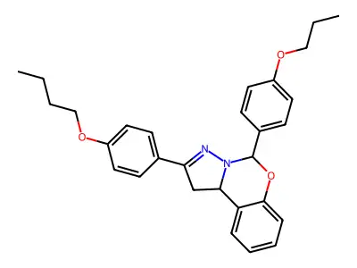 2-(4-butoxyphenyl)-5-(4-propoxyphenyl)-1,10b-dihydropyrazolo[1,5-c][1,3]benzoxazine structure
