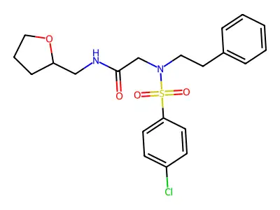 2-[(4-chlorophenyl)sulfonyl-phenethyl-amino]-N-(oxolan-2-ylmethyl)acetamide structure