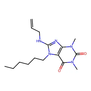 7-Hexyl-1,3-dimethyl-8-(prop-2-enylamino)purine-2,6-dione structure