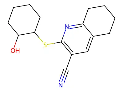 2-(2-Hydroxycyclohexyl)sulfanyl-5,6,7,8-tetrahydroquinoline-3-carbonitrile structure