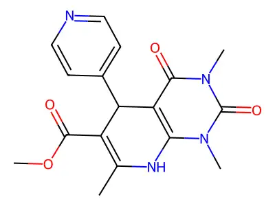methyl 1,3,7-trimethyl-2,4-dioxo-5-(4-pyridinyl)-1,2,3,4,5,8-hexahydropyrido[2,3-d]pyrimidine-6-carboxylate structure
