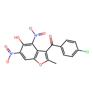 (4-Chlorophenyl)-(5-hydroxy-2-methyl-4,6-dinitro-3-benzofuranyl)methanone structure