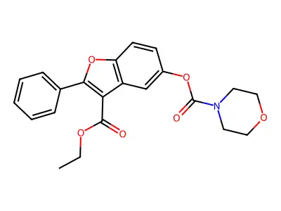 3-(Ethoxycarbonyl)-2-phenyl-1-benzofuran-5-yl morpholine-4-carboxylate structure