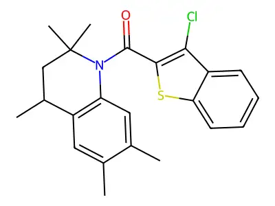 (3-chloro-1-benzothiophen-2-yl)(2,2,4,6,7-pentamethyl-3,4-dihydroquinolin-1(2H)-yl)methanone structure