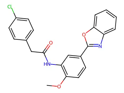 N-[5-(1,3-benzoxazol-2-yl)-2-methoxyphenyl]-2-(4-chlorophenyl)acetamide structure