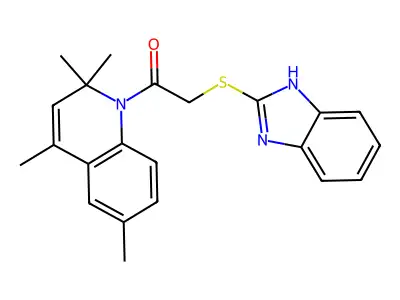 1-[(1H-benzimidazol-2-ylthio)acetyl]-2,2,4,6-tetramethyl-1,2-dihydroquinoline structure
