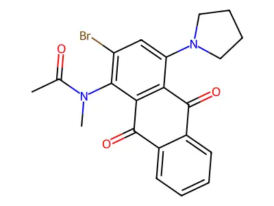 N-(2-bromo-9,10-dioxo-4-pyrrolidin-1-ylanthracen-1-yl)-N-methylacetamide structure