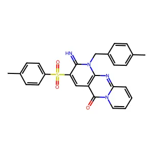 2-imino-1-(4-methylbenzyl)-3-[(4-methylphenyl)sulfonyl]-1,2-dihydro-5H-dipyrido[1,2-a:2,3-d]pyrimidin-5-one structure